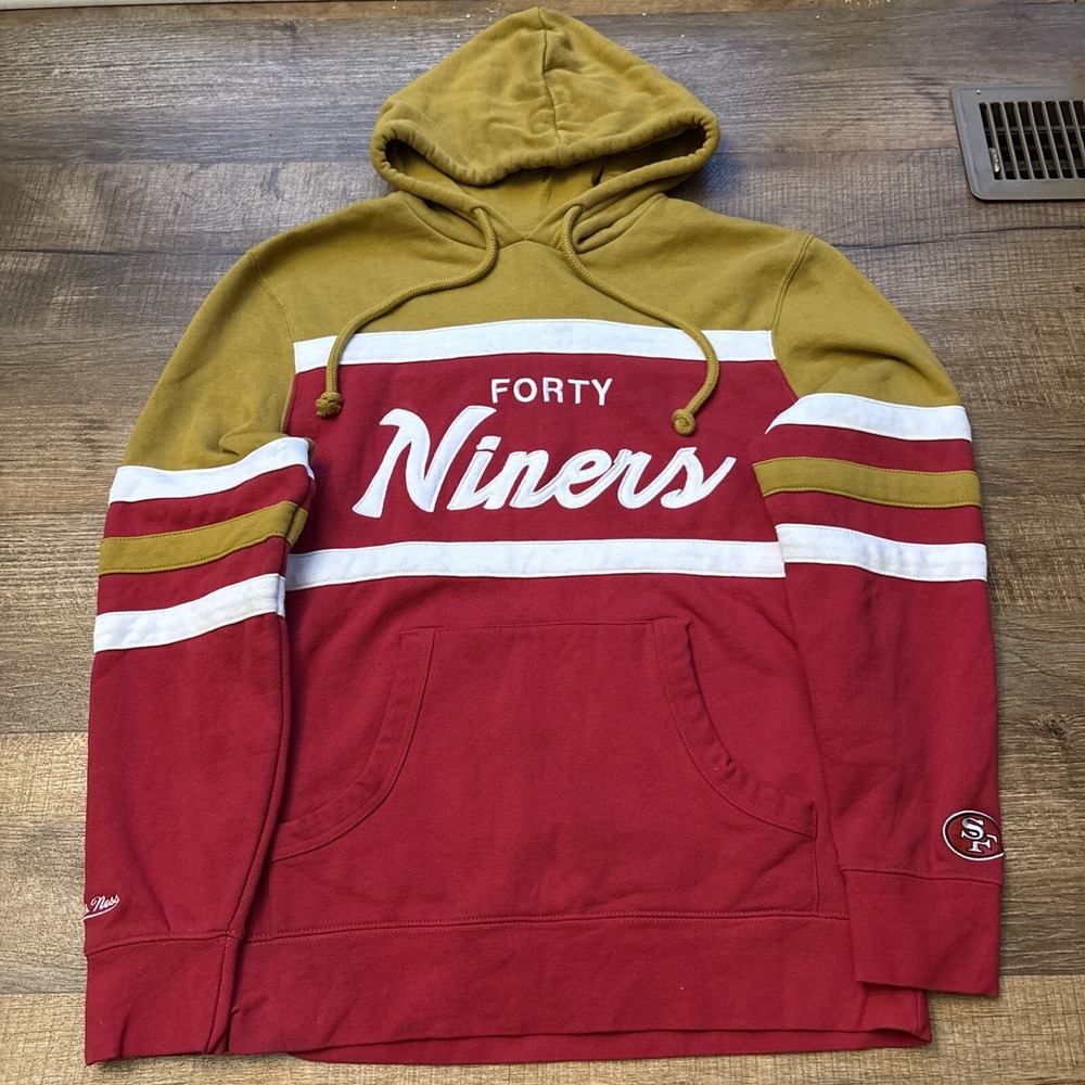 San Francisco 49ers Mitchell And Ness Throwbacks Coach Script Hoodie Size Medium